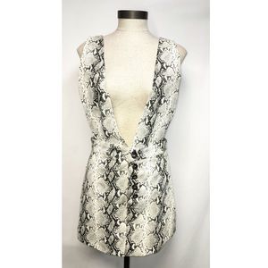 NWT Honey Punch Deep-V Snakeskin Pinafore Dress Size S